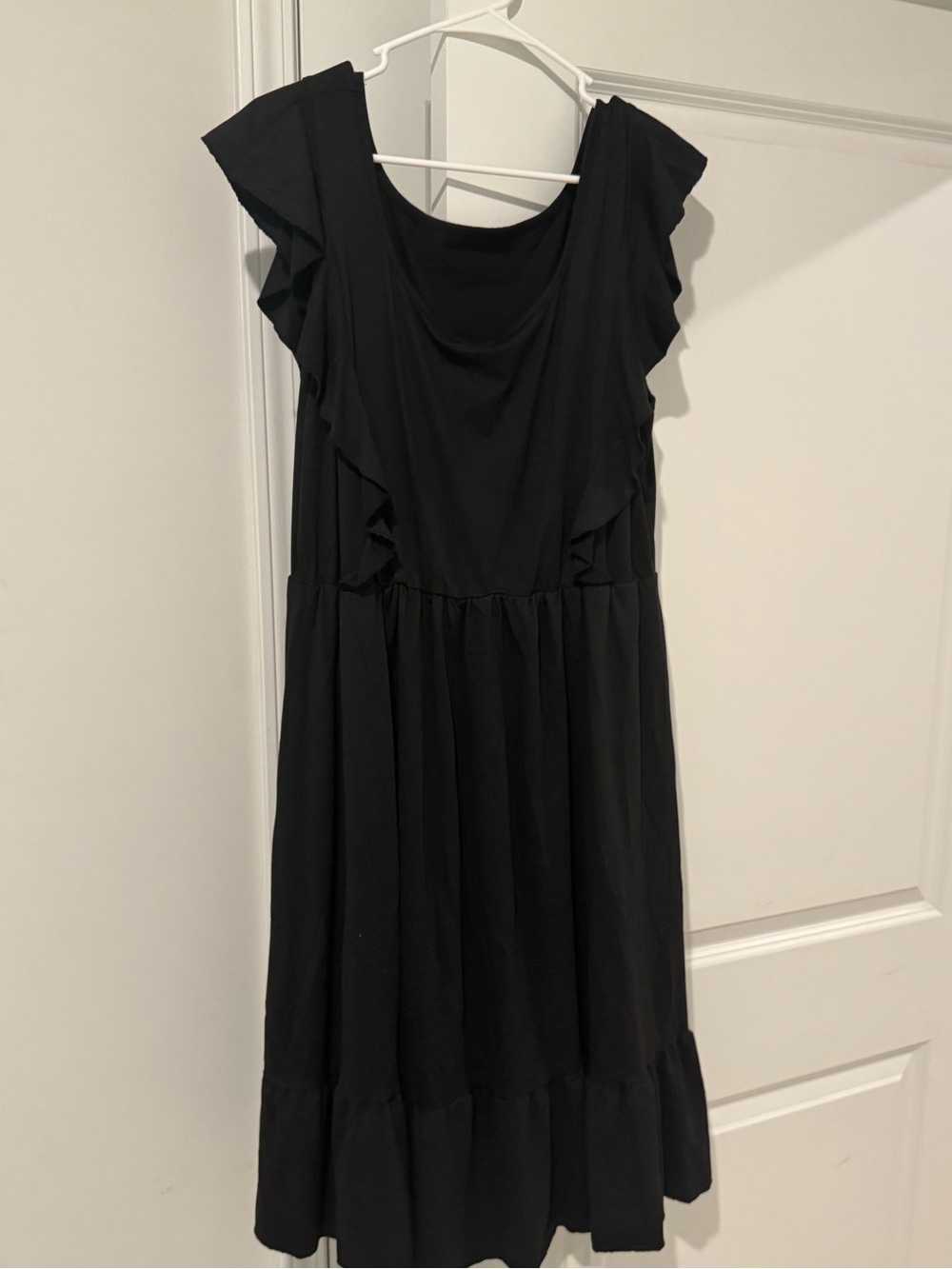 SHEIN Black Ruffle Sleeve Casual Girls Dress
